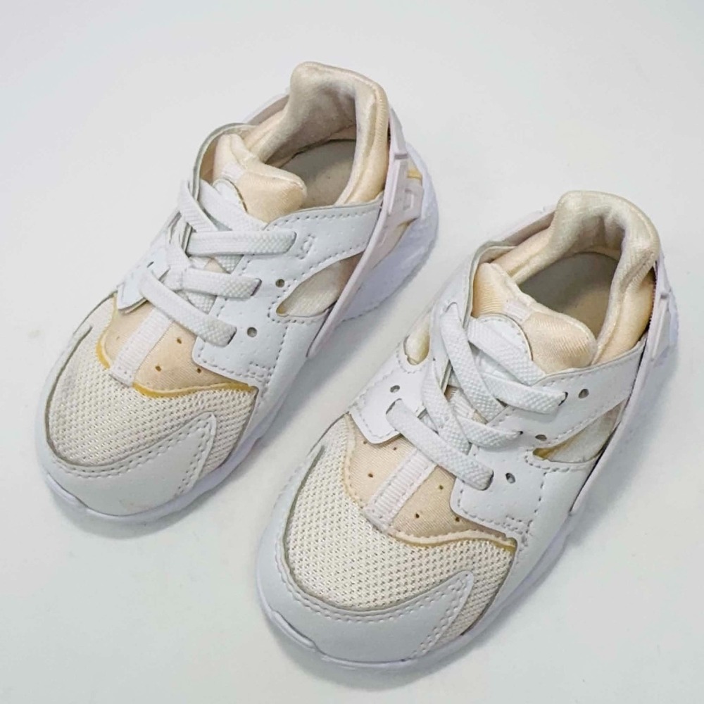Nike Air Huarache Run Sneakers Toddler 7C White Sail Triple White Shoes 704950-1